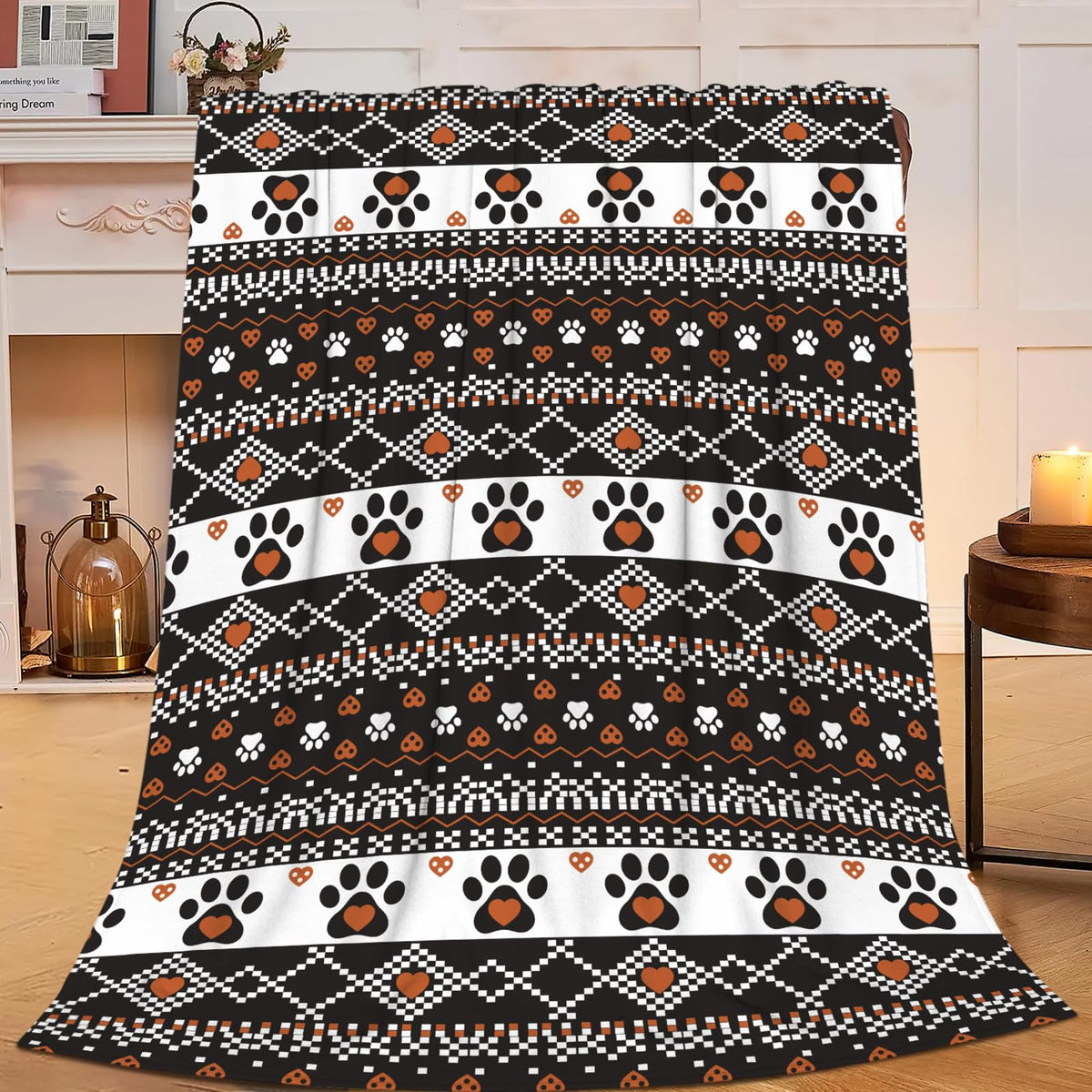 Lovira Dog Throw Blanket Dog Paw Print Throw Blankets Gifts Stuff Decor Flannel for Lover Men Women 40"x50"