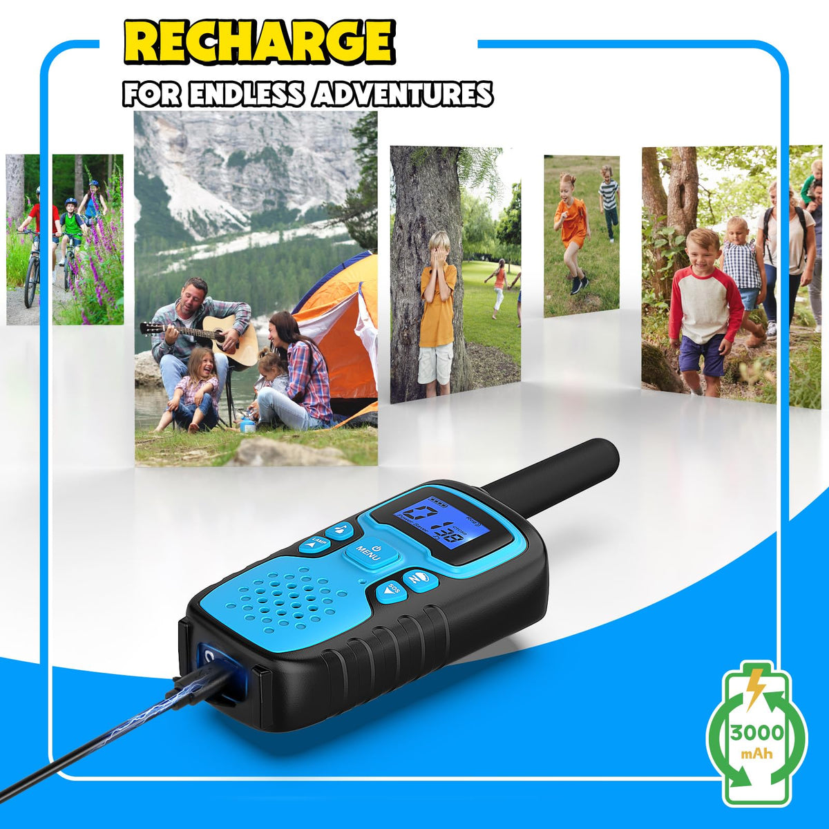 Wishouse Walkie Talkies for Kids Adults Long Range Rechargeable,Xmas Birthday Gift for 3 4 5 6 7 8 9 10 Year Old Boys Girls,Hiking Camping Gear Cool Toys 6 Pack