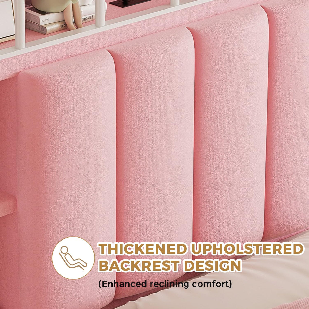 Pink Twin Size LED Bed Frame with Storage Headboard, Upholstered Velvet Princess Bed for Girls with 5 Charging Ports (USB-C & AC), Hidden Privacy Compartment, Sturdy Aluminum Frame & 1 Silent Drawers