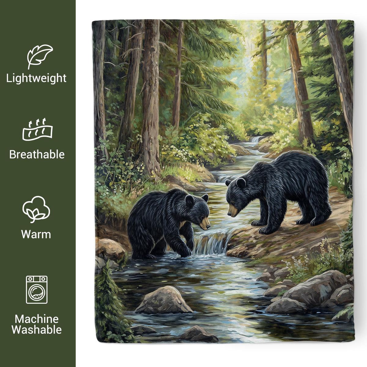 Black Bear Blanket, Bear Gifts for Kids, Soft Blanket for Boys Girls Room Decor, Cozy Throw Blankets Christmas Birthday Gifts for Toddlers Teens Couch Bed 60" X 50"