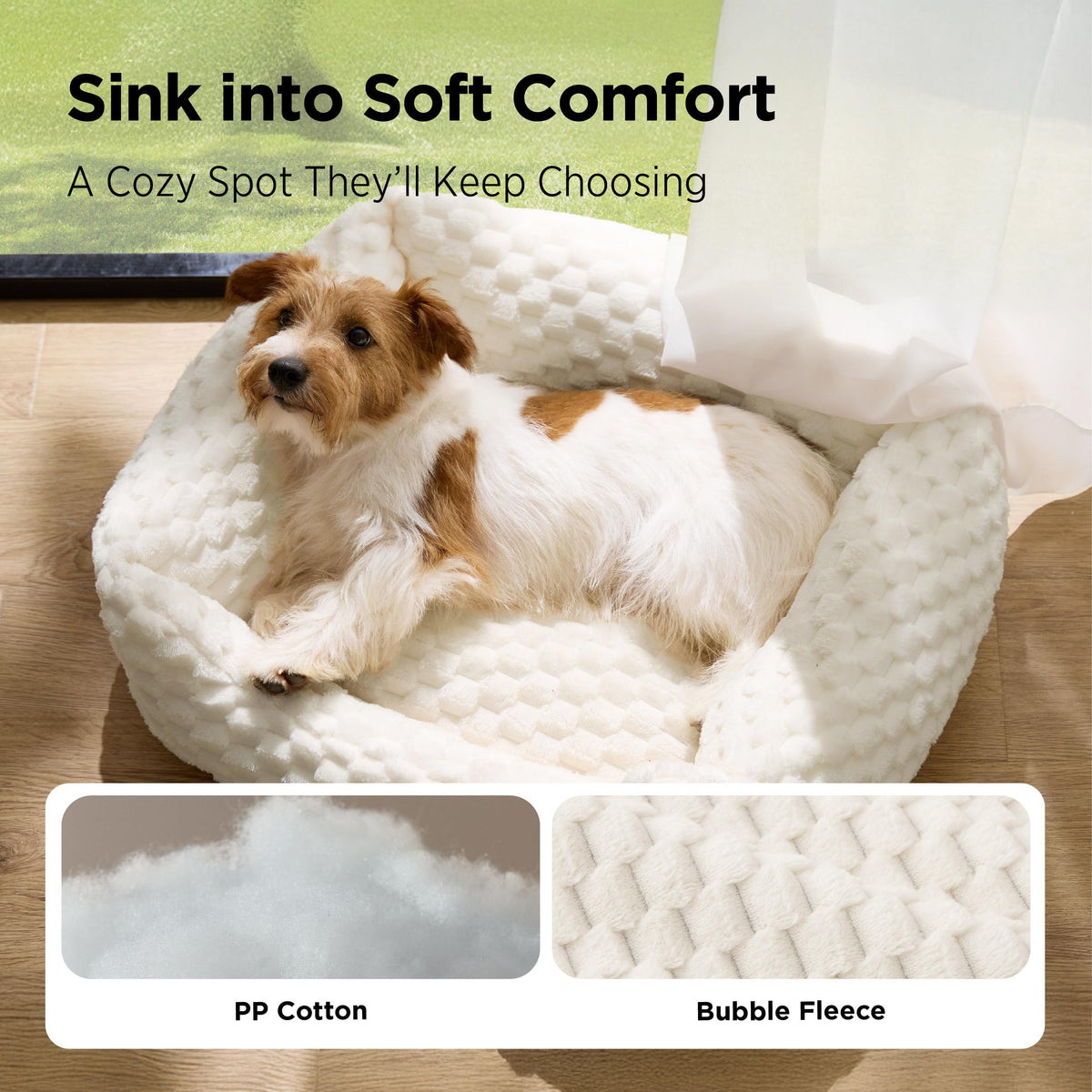 Bedsure Washable Fluffy Cute Dog Bed for Small Medium Dogs, 25 Inch Cream