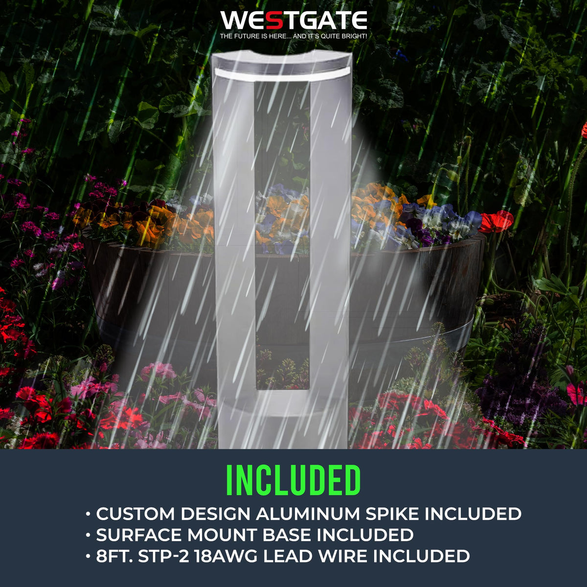 Westgate 12V LED Opera Path Light, Outdoor Landscape Lighting for Garden, Walkway, & Driveway, Waterproof Die-Cast Aluminum, 10W Outdoor Pathway Light, Corded Electric, 22.83" Lx3.15 Wx6.3 H, Black