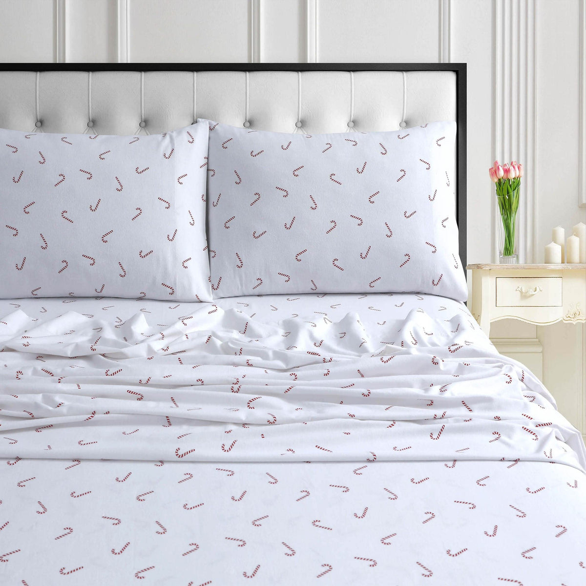 Tribeca Living Ultra-Soft Flannel Sheets Queen - 170-GSM Cotton, 4 Piece Deep Pocket Bed Sheet Set in Ayana Deep Blue Print
