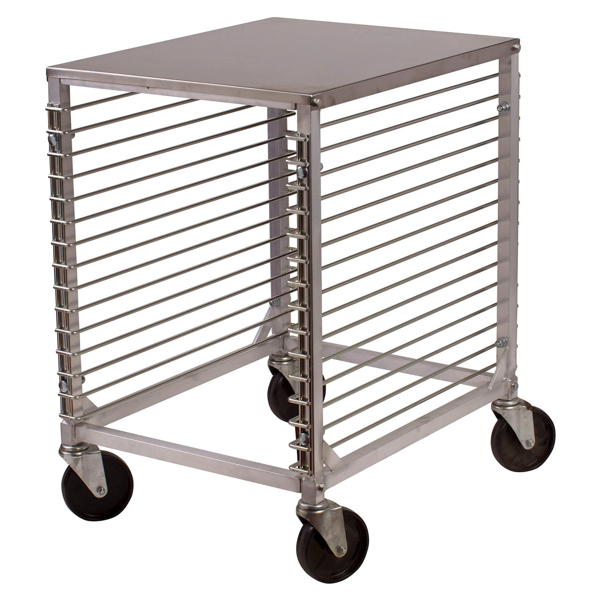 Winco 15-Tier Aluminum Sheet Pan Rack with Hard Top and Wire Slides