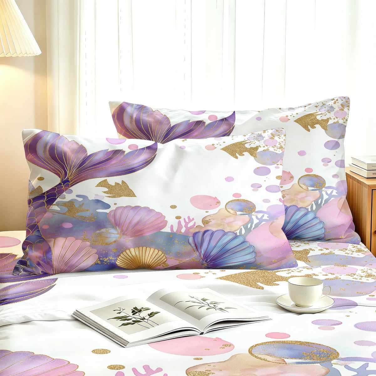 Mermaid Full Bedding Set Girls Underwater Sheet Sets