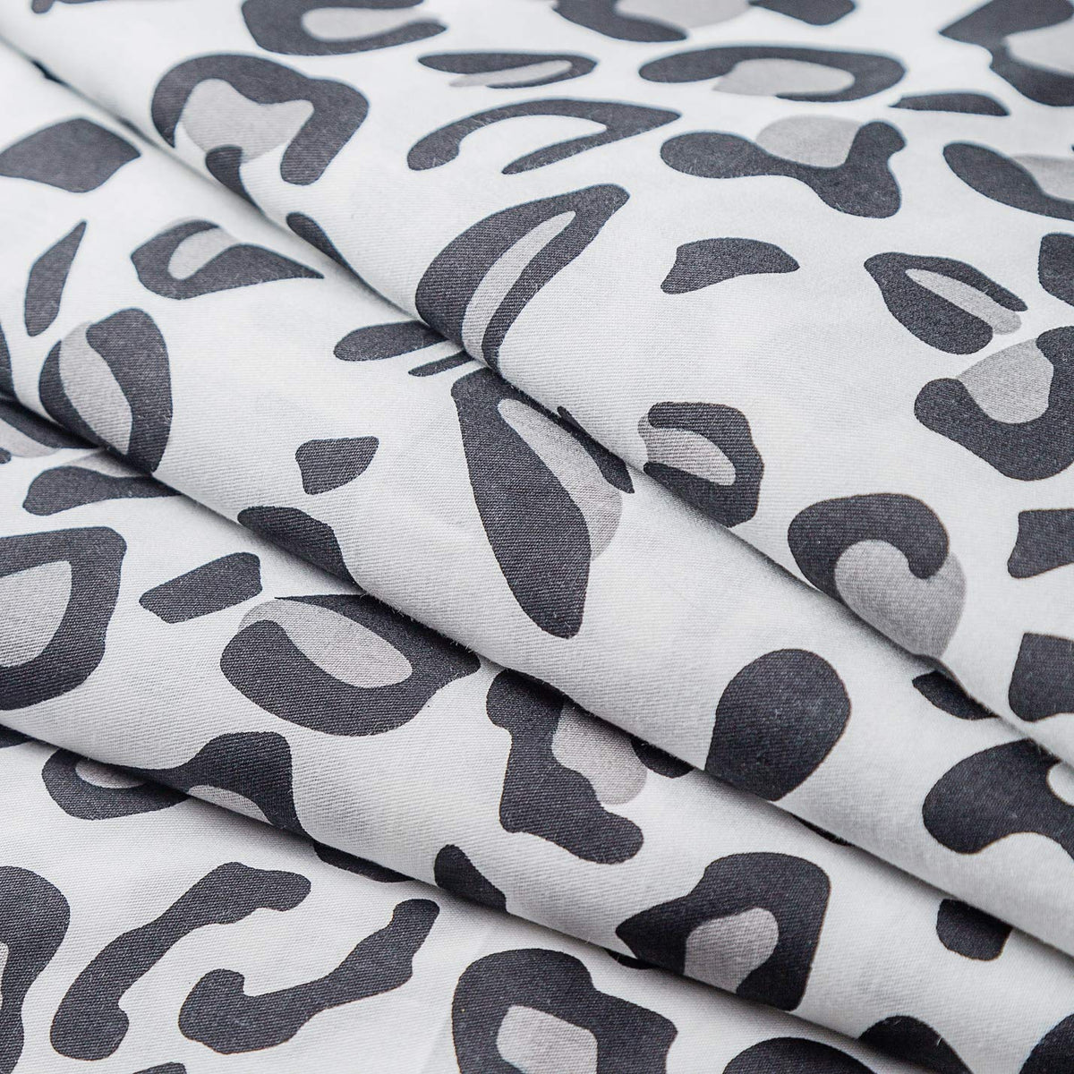 SUSYBAO Black White Cheetah Duvet Cover Queen 100% Cotton 3 Pcs Set 1 Grey Snow Leopard Duvet Cover with Zipper Ties 2 Pillowcases Luxury Soft Gray Animal Print Bedding Set Breathable