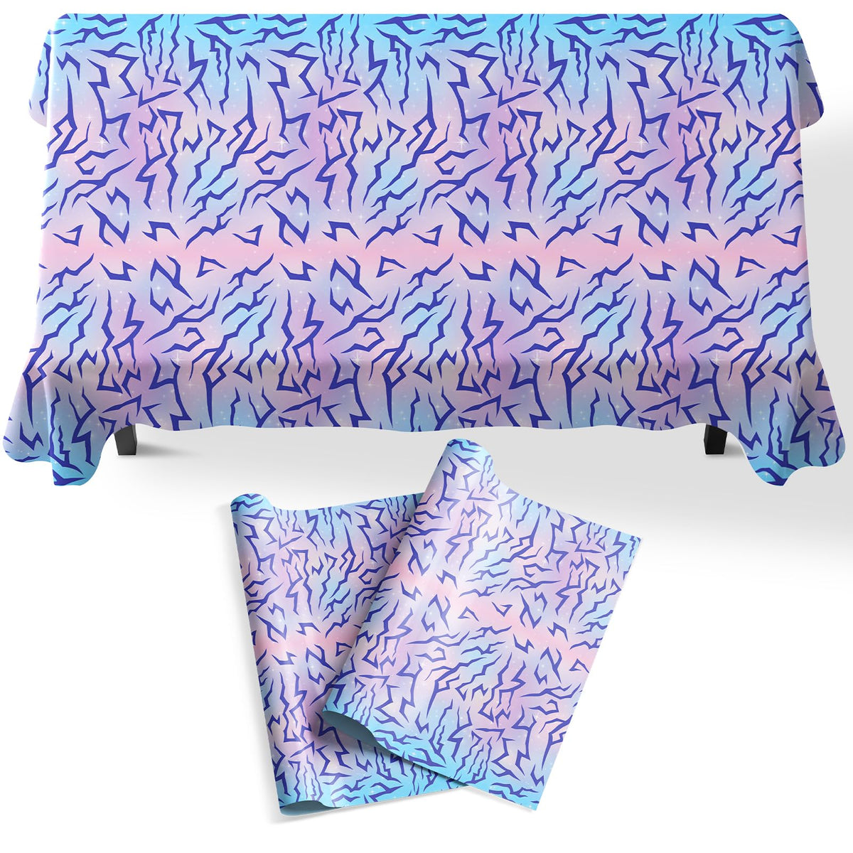LYYLYYWUHU 2PCS Demon Birthday Hunters Tablecloth Decorations, Purple Energy Lightning Pattern Table Covers for Girls Party Supplies, Plastic Magical Music Themed Disposable Table Cloths 54x108 Inch