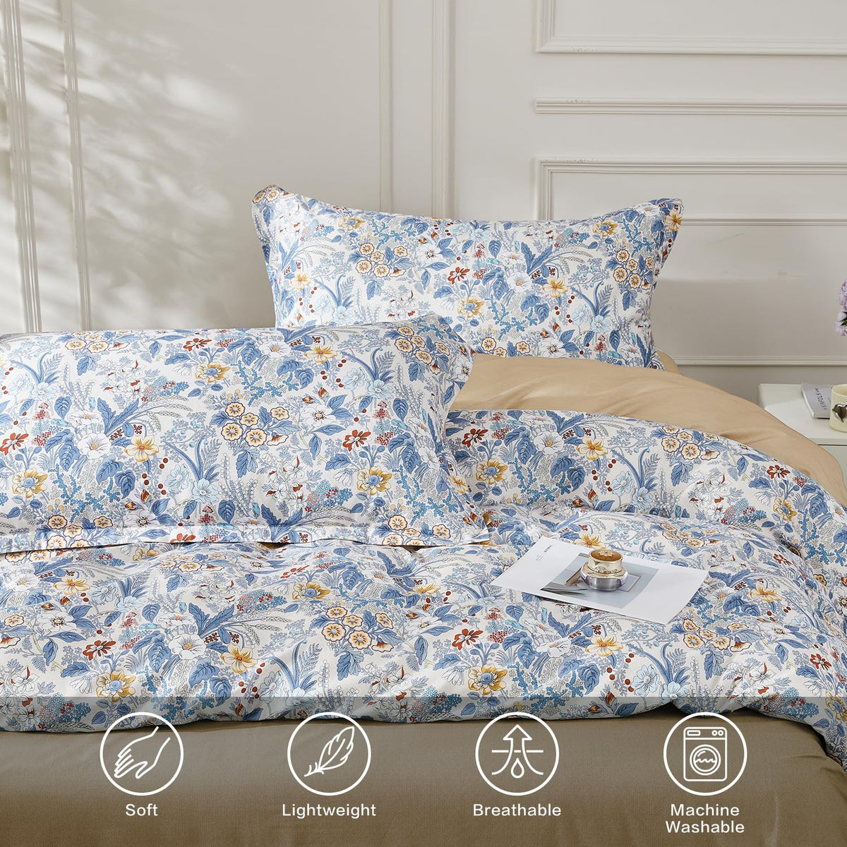 SAPHREAS Full Boho Duvet Cover Green Paisley Bedding Set with 8 Corner Ties and 2 Pillow Shams100% Cotton Reversible Duvet Cover Set with Zipper Closure