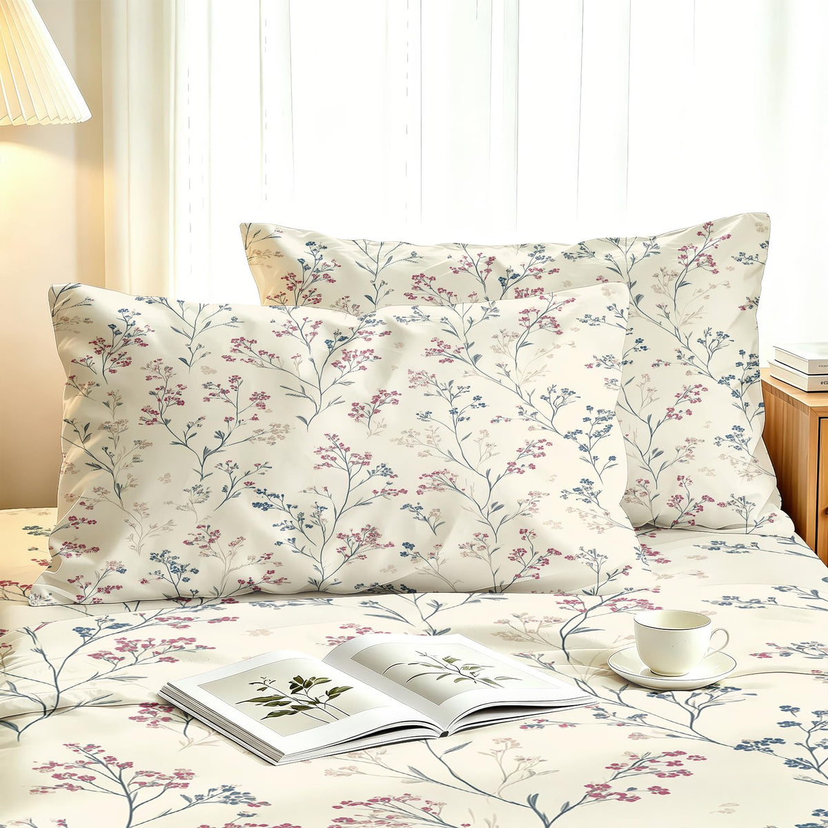 Wildflower King Bedding Set Minimalist Floral Sheet Sets