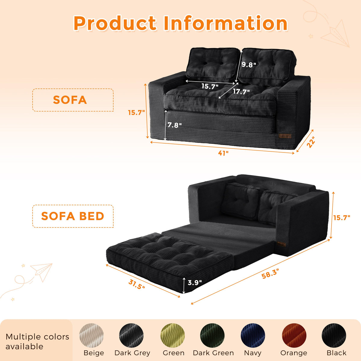 MAXYOYO Convertible Sofa Bed for Boys and Girls, Floor Kids Bean Bag Chair