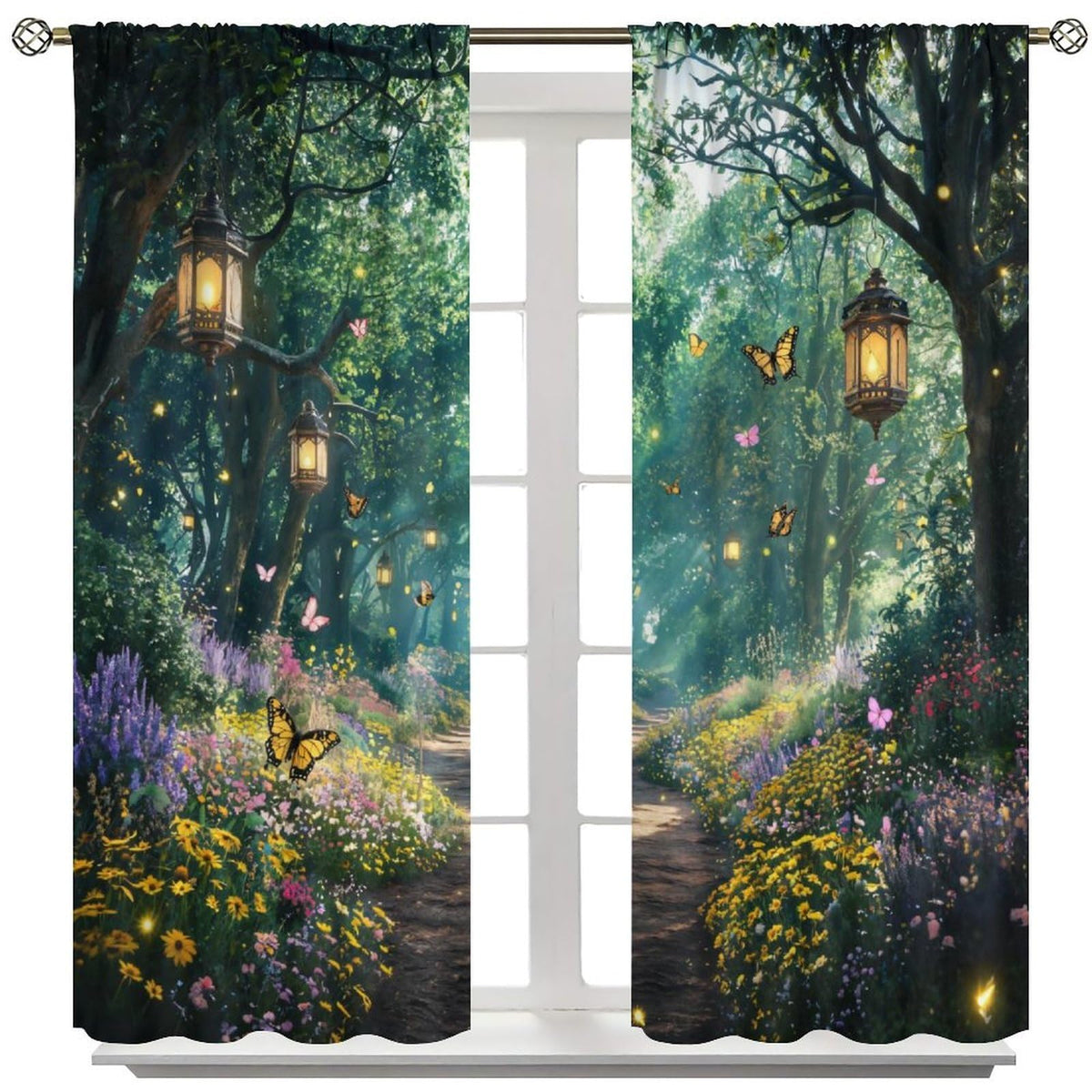 UFUH Fantasy Forest Curtains,Nature Spring Scenery Landscape Blackout Window Treatments for Bedroom Living Room,2 Panels Set Total Size 42 x 45 Inch