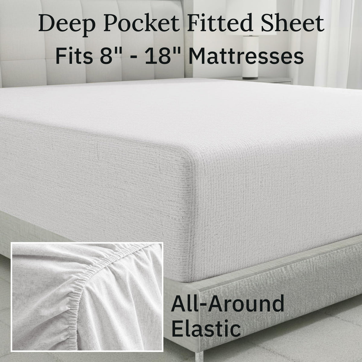 California Design Den Yarn Dyed Flannel King Sheets Deep Pocket Set with Extra Depth - Made in Portugal, 4-Piece 100% Cotton Flannel Sheets, Thick, Velvet Soft, Triple-Brushed - Cream Stripe