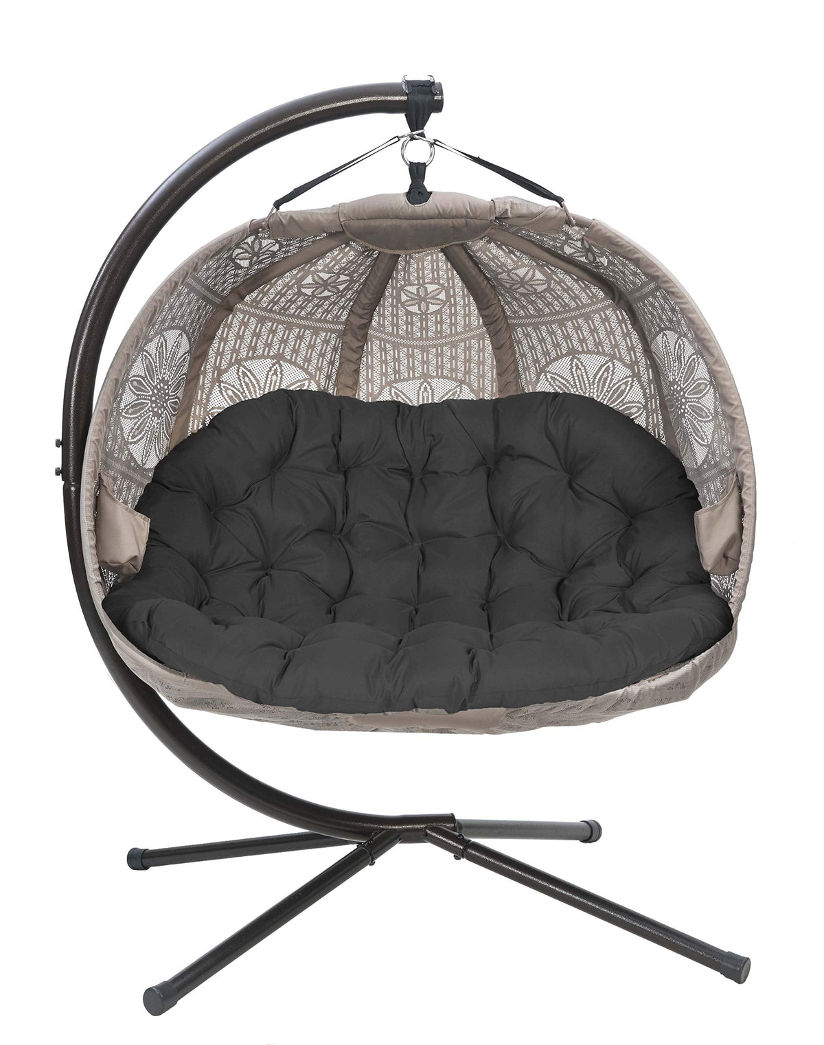 FlowerHouse Hanging Pumpkin Patio Chair - Dreamcatcher Black Cushion