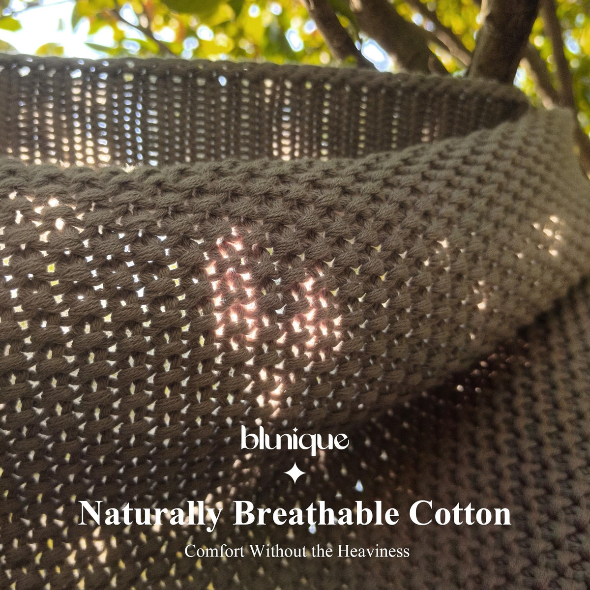 blunique 100% Cotton Cable Knit Throw Blanket, Lightweight Soft Knit Blanket for Sofa Couch Bed, Breathable All-Season Throw, Cozy Decorative Blanket, 50 x 60 Inch,Taupe