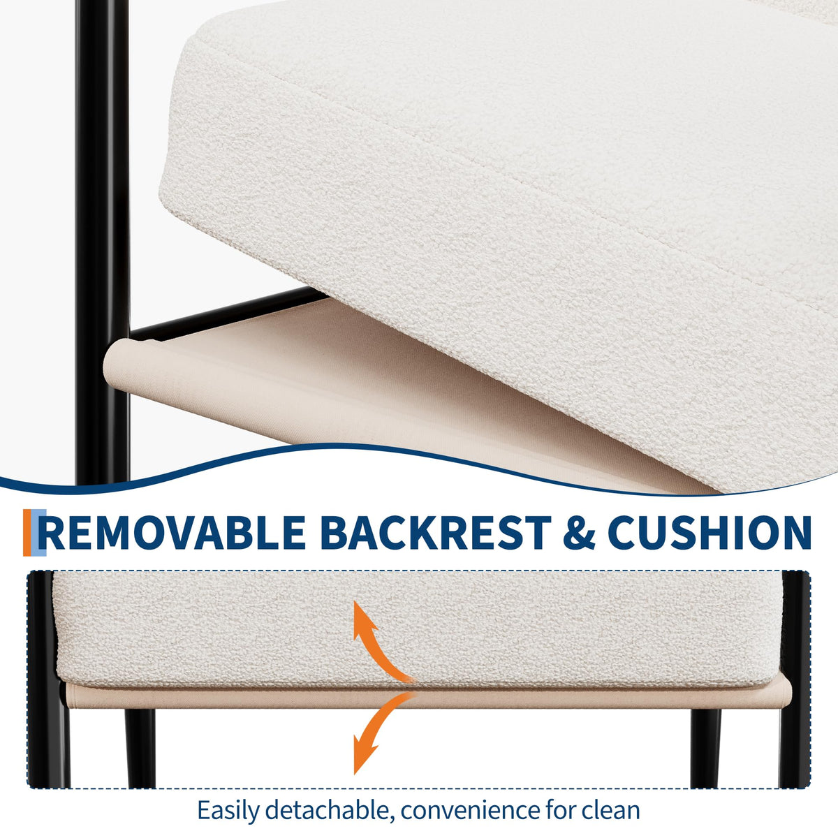GarveeLife Modern Sherpa Accent Chair for Living Room, Ergonomic Reading Chair with Thick Cushion & Sturdy Iron Frame, Soft Comfy Armchair for Bedroom, Space Saving, Easy Assembly, Beige