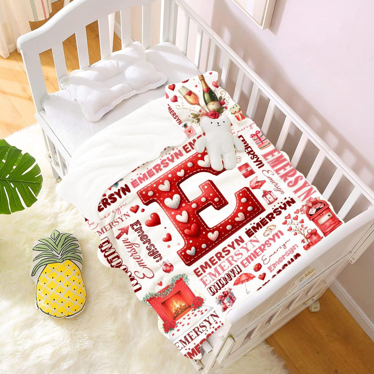 Personalized Valentine's Day Blanket,Couple Gifts for Boyfriend Girlfriend,Soft Flannel Throw for Bed Sofa,Lightweight,40 x 30in