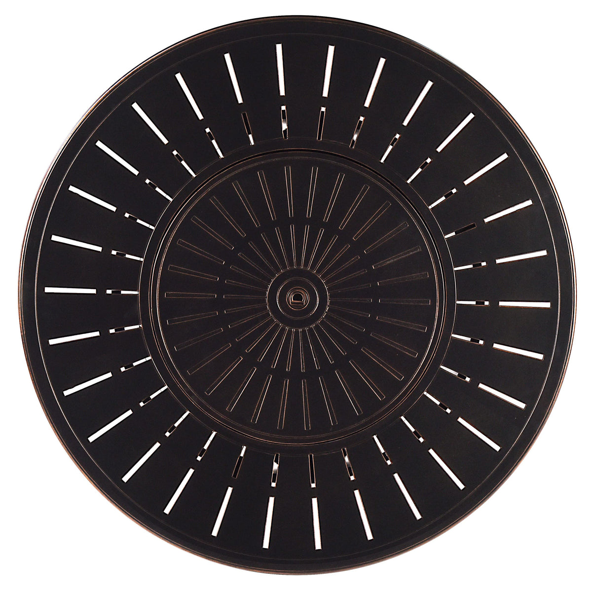Oakland Living Aluminum 57,0000 BTU 44 in. Round Propane Black Fire Pit Table with Fire Beads, Lid, Propane Tank Cover and Table Fabric Covers in Copper Finish, (AZNOBU-FPT-AC)