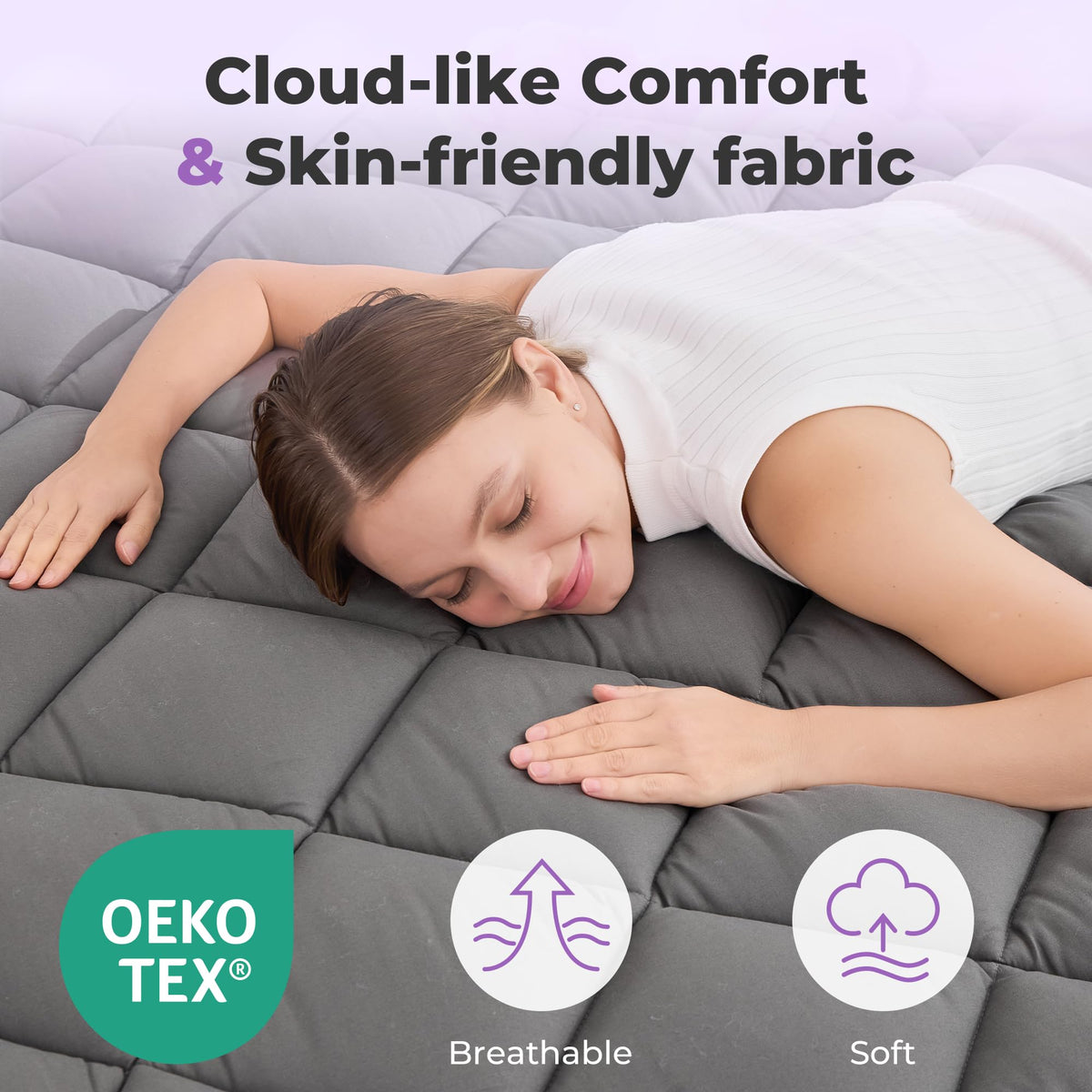 SINWEEK 4 Inch Dual Layer Memory Foam Mattress Topper Twin Size, 2 Inch Gel Memory Foam Plus 2 Inch Plush Soft Pillow Top Cover Filled with 1450GSM Down Alternative Filling,White