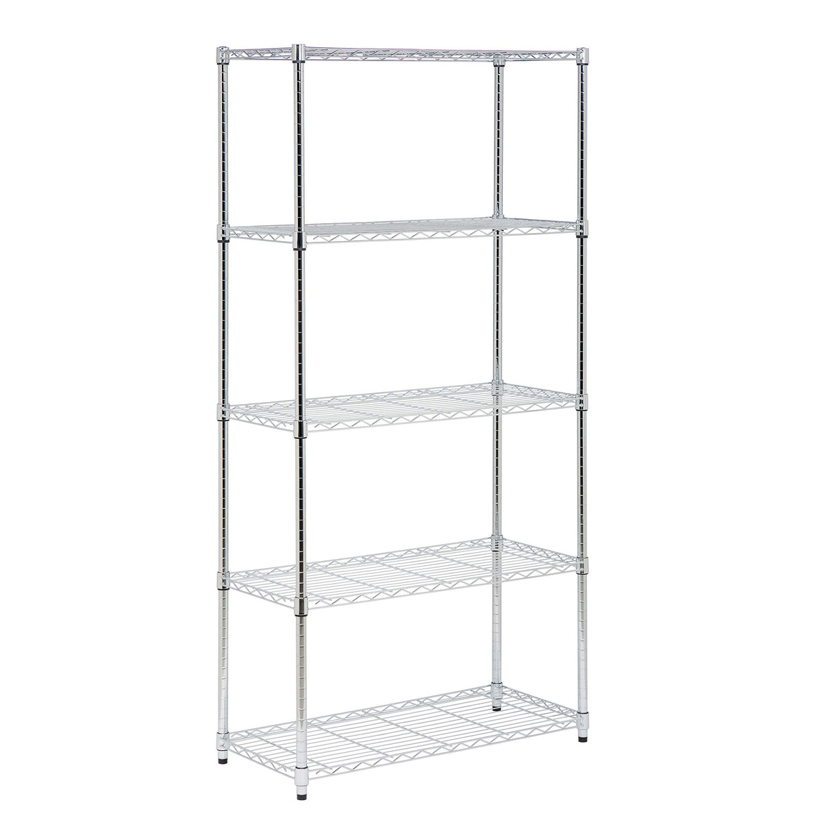 Honey-Can-Do 5-Tier Heavy Duty Adjustable Shelving Unit with Wheels, 350-lb Per Shelf NSF Certified Rolling Metal Storage Rack, Chrome Wire Shelf, 36 x 18 x 72 in