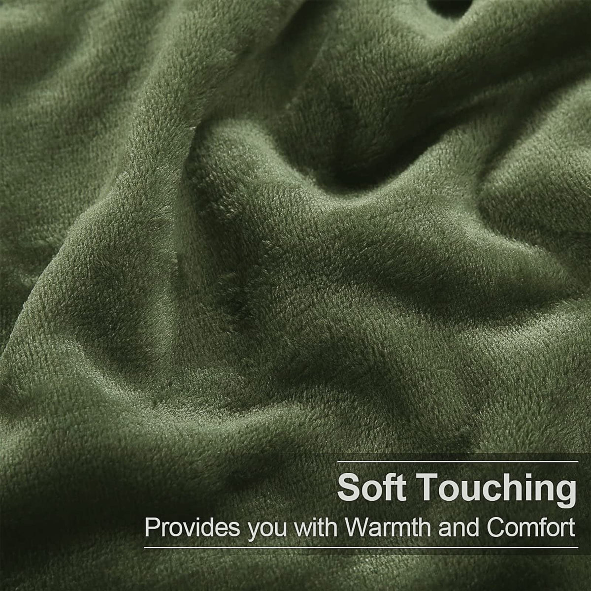 Soft Twin Size Blanket All Season Warm Fuzzy Microplush Lightweight Thermal Fleece Blankets for Couch Bed Sofa,66x90 Inches,Olive Green