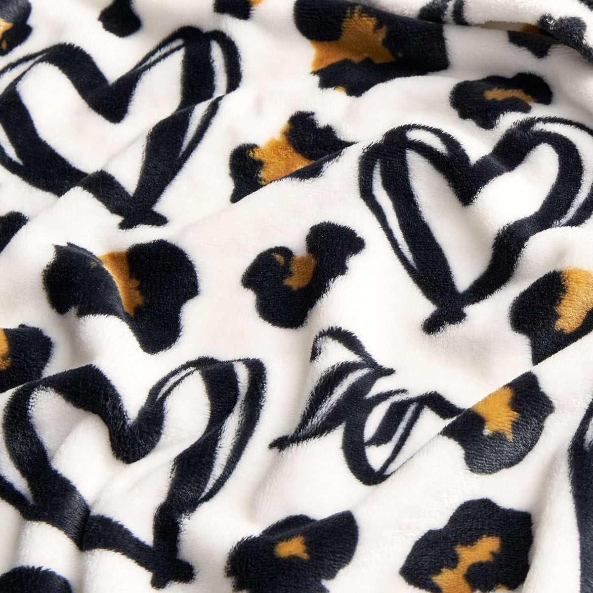 Juicy Couture Doodle Cheetah Heart 50" x 70" Plush Throw Blanket, White - Decorative Blankets for Sofas, Throws for Chairs, and Beds