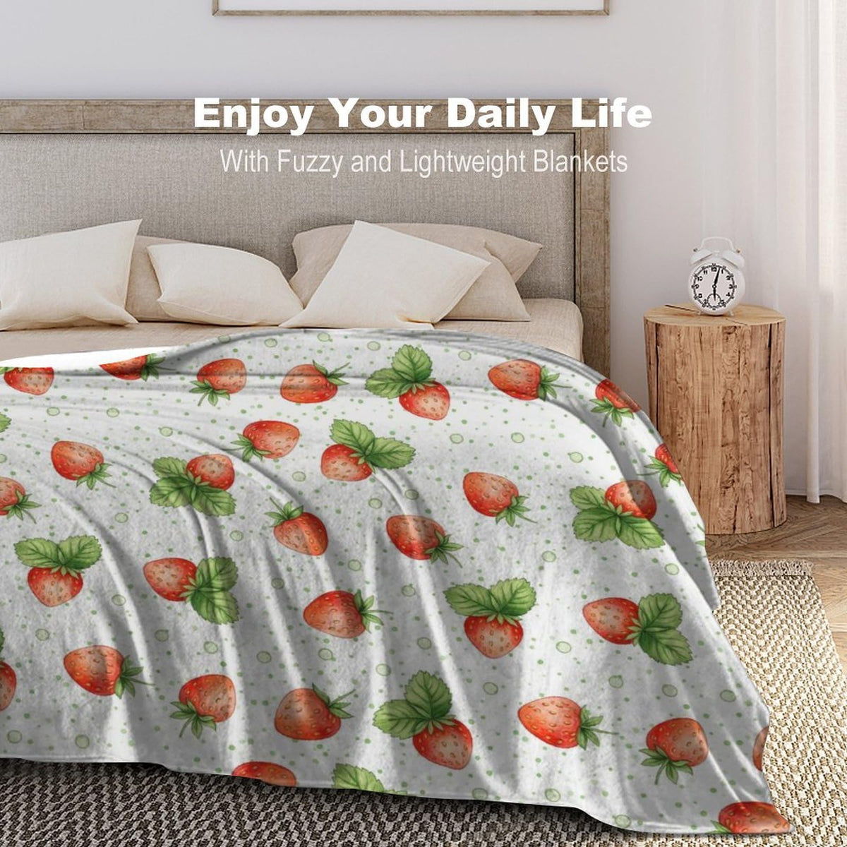 Meaudiwes Fashion Blanket Carpet, Flannel Blanket Winter Warm Blanket for Women Men Compatible with Strawberry Fruit