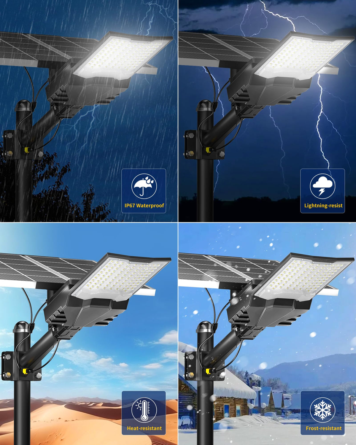 Gefolly SL-18000W Solar Street Lights Outdoor, Commercial Parking Lot Light Dusk to Dawn IP67 Waterproof 6500K Security Flood Lights Lamp for Yard, Road, Basketball Courts