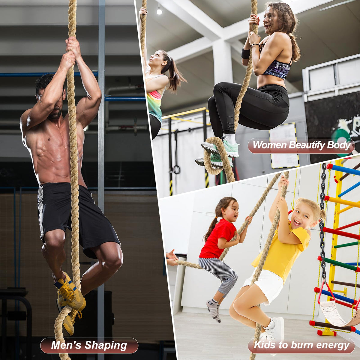Climbing Rope, 1.5 Inch Diameter 40FT Gym Climbing Rope for Fitness & Strength Training, Workout for Adults with Climbing Exercises & Home Workouts