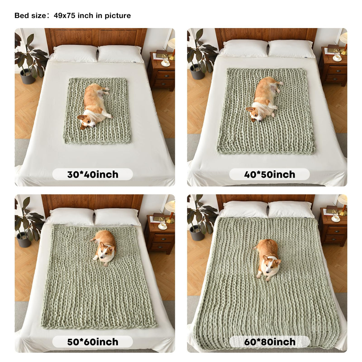 Feabuccy Soft Chunky Knit Blanket, 40X50 Inch Handmade Thick Chenille Yarn Throw Without Shedding & Raveling, Aesthetic & Cozy Home Decor with Couch Sofa Bed, Gift Pack, Airy Blue