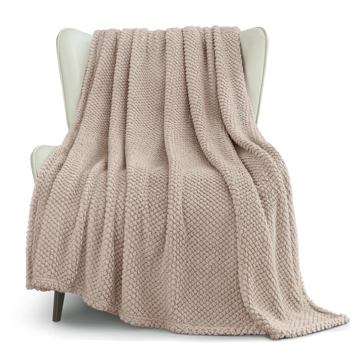 Whale Flotilla Extra Large Fuzzy Fleece Throw Blanket for Couch, 50x70 Inch Fluffy Soft Jacquard Blankets for All Season, Lightweight and Cozy, Camel