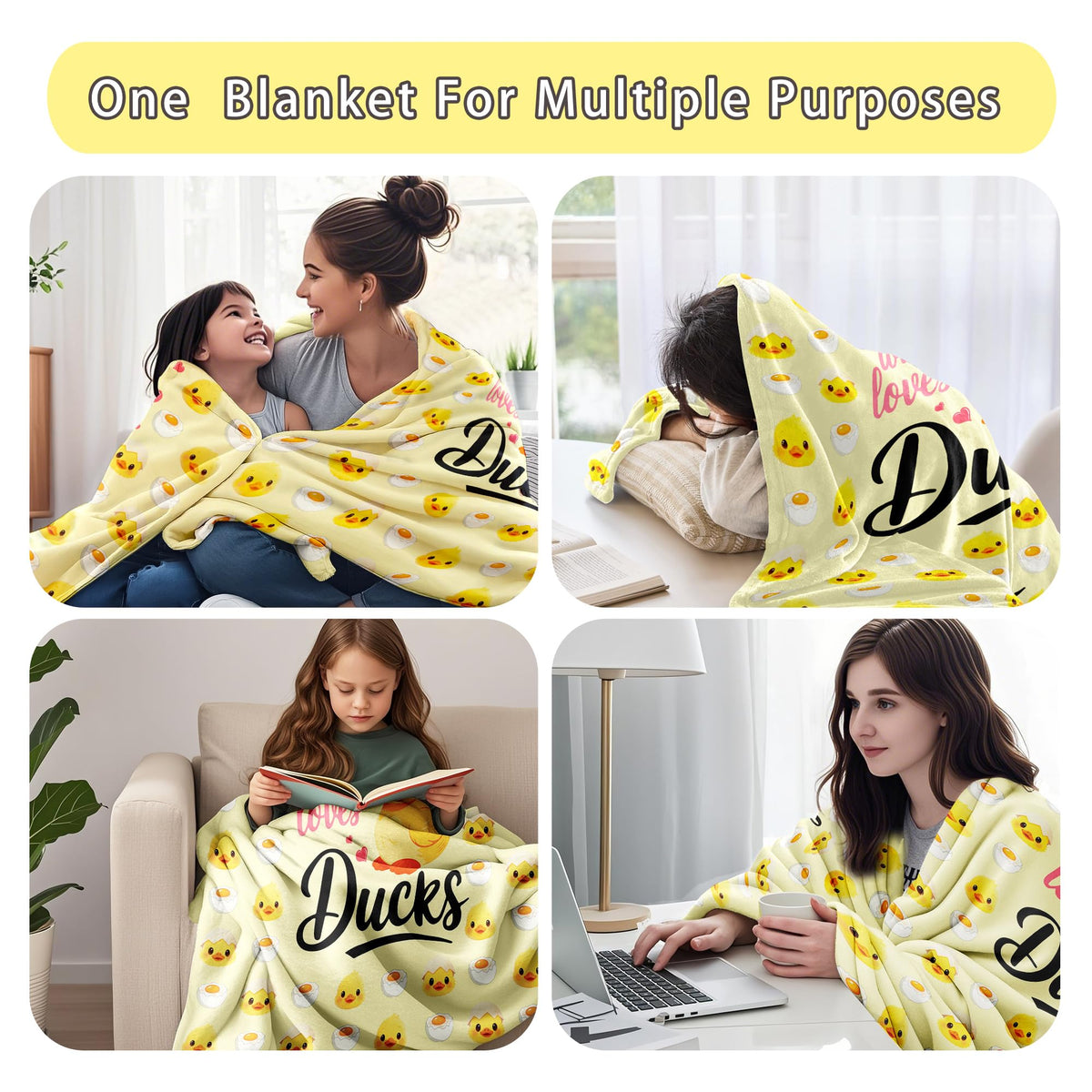 Duck Blanket Gifts for Duck Lovers Soft Flannel Ducks Throw Blanket Room Decor Merch Stuff for Girl Women 50"X40"