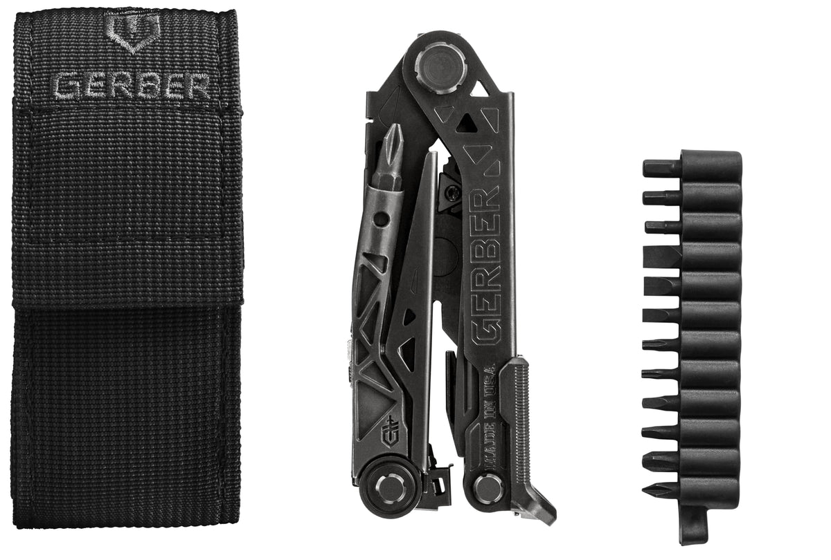 Gerber Gear Center Drive Rescue - Multitool Knife with Pliers, Strippers & Strap Cutter - Portable EDC Tactical Gear for Camping & Outdoor - Utility Tool - Molle Fabric Sheath- Made in USA - Black