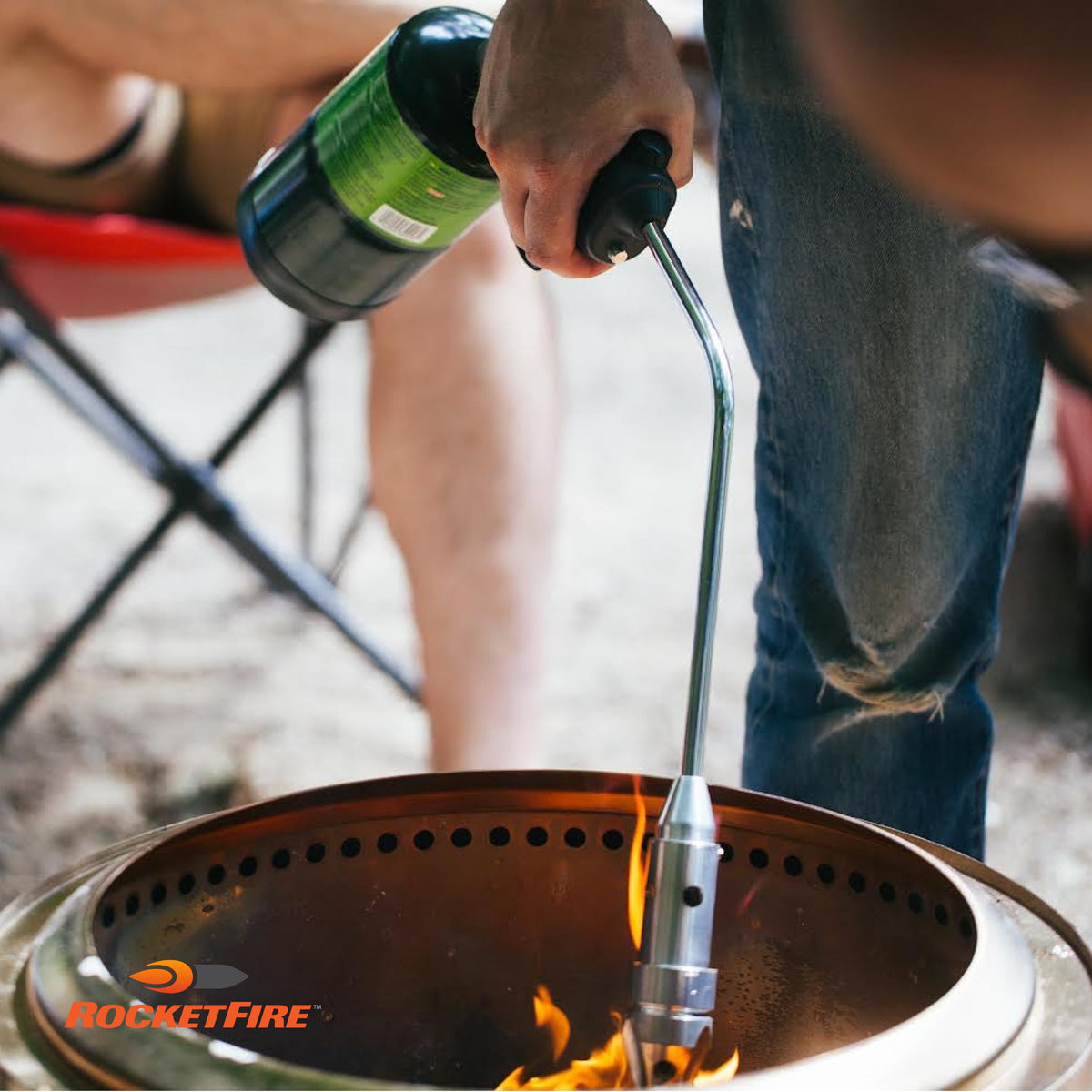 ROCKETFIRE Fire Starter Torch | Perfect Propane Torch Head, Grill Gun, Charcoal Torch | Compatible with Bernzomatic Propane & MAP/PRO Fuels | Stainless Steel Tri-Flame Tip | Fuel NOT Included | Green
