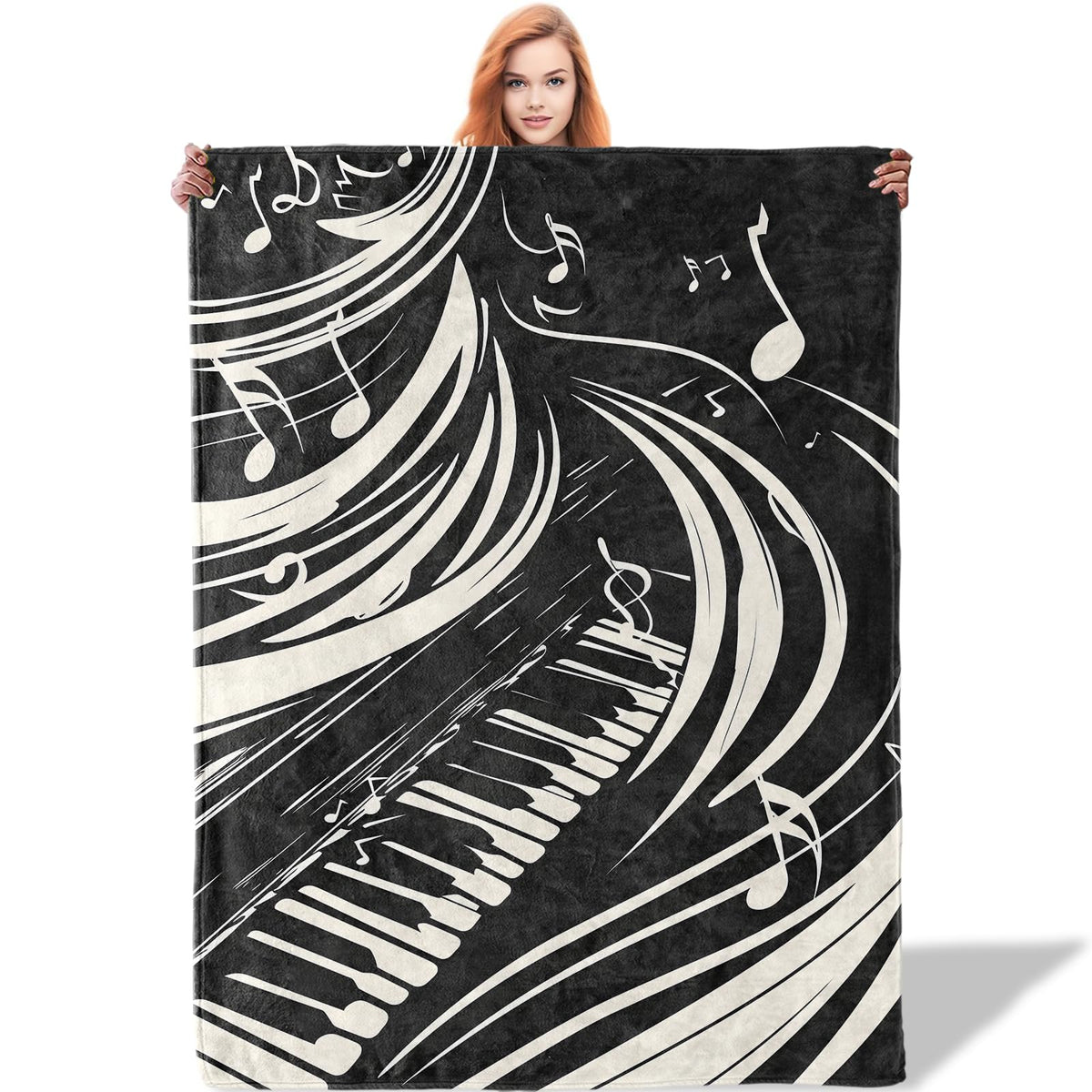 Plistiz Piano Music Blanket, Lightweight Soft Fleece Blankets Gifts for Women Girls Boys Adults, Throw for Living Room, Couch, Home, Sofa Decor, 50"x60"