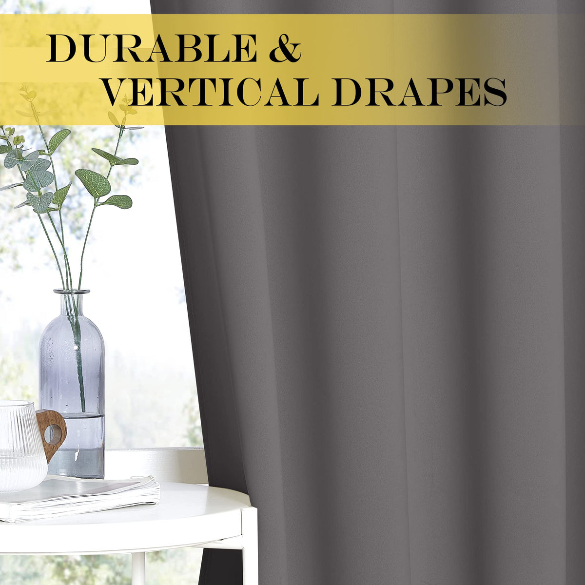 NICETOWN Grey Blackout Curtain 84 inches Long for Bedroom - Thermal Insulated Window Treatment with Grommet Room Darkening Thermal Insulated Panel for Living Room, W52 x L84, 1 Panel
