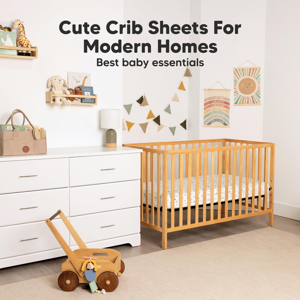 KeaBabies 2-Pack Organic Cotton Crib Sheets for Boys, Girls - 52x28 Fitted Crib Mattress Sheet Neutral, Breathable Cover for Baby Bed Set, Toddler Mattress, Soft & Cute Prints (Cameo)