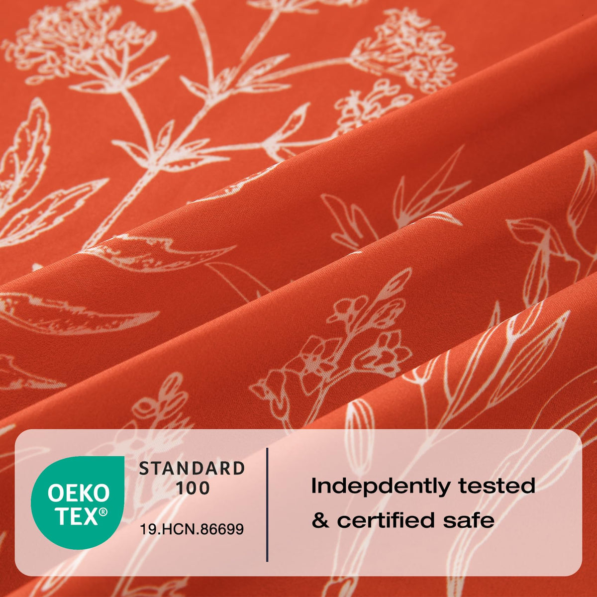 Yibeizi Queen Sheet Set Deep Pocket Queen Size Orange Floral Bed Sheets Set, Boho Printed Soft Microfiber Oeko-Tex Sheets & Pillowcases Hypoallergenic Wrinkle Free Bedsheets