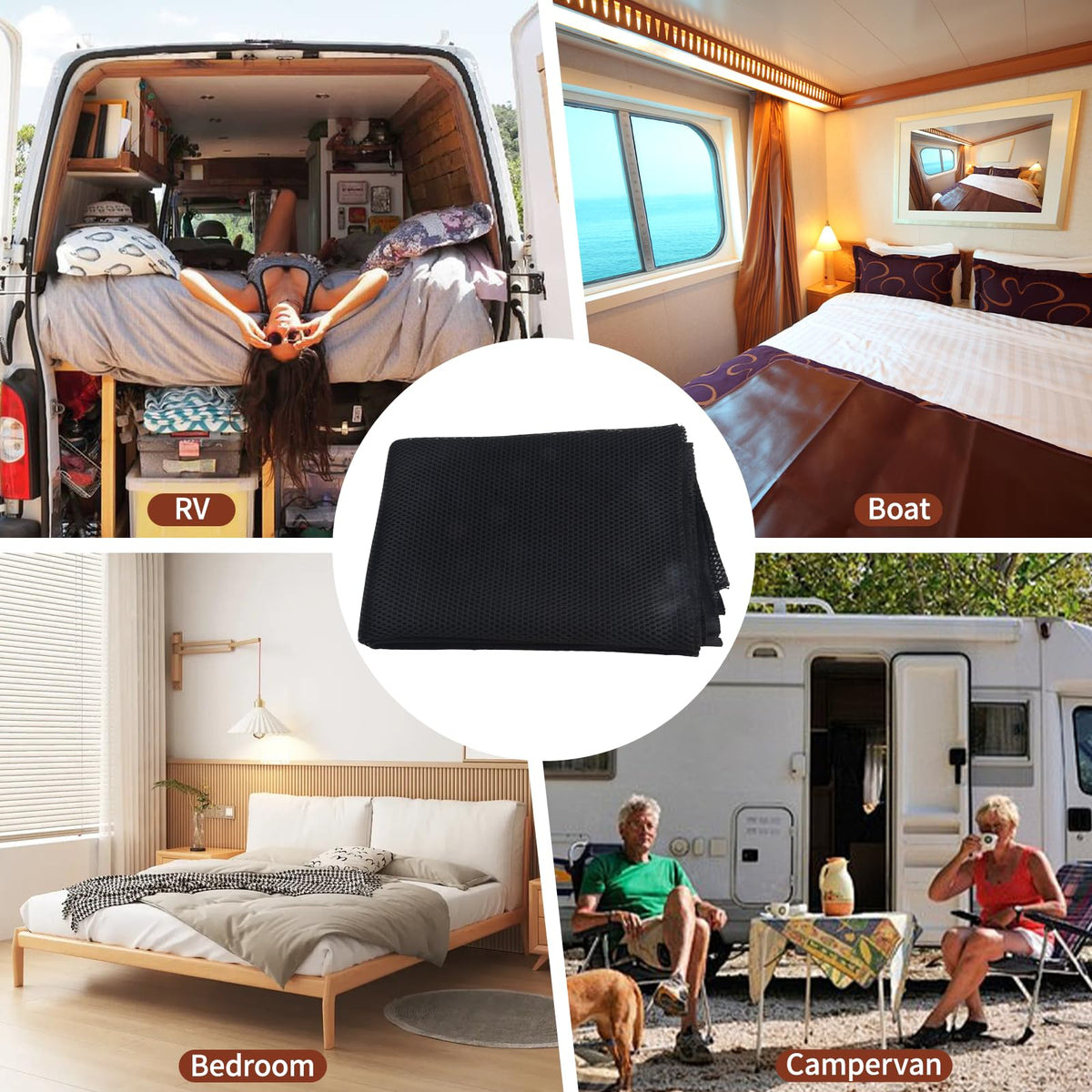 RV Mattress Underlay, 80 X 60 inch 3D Air Meshfiber Under Mattress Ventilation, RV Queen Mattress Pad for RV Bed, Campers, Boats