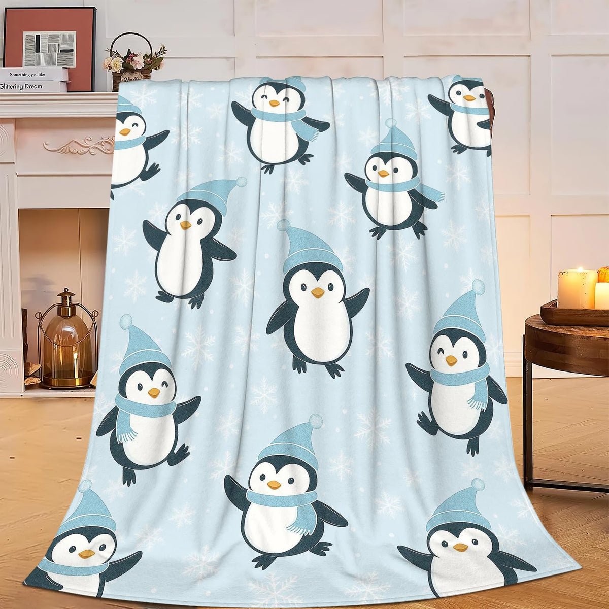 Penguin Blanket Cute Antarctica Penguins Throw Blanket Soft Warm Cozy Fleece Fuzzy Plush Winter Animal Flannel Blankets Gifts for Girls Women Boys Kids Adults 40"X50"