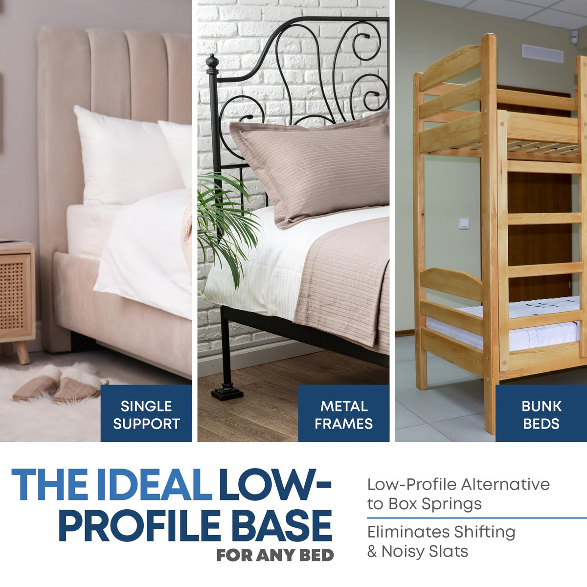 Mattress Comfort, 1.5" Split Wood Bunkie Board King Size Bed, Under Mattress Support, Fully Assembled, Fabric Ventilation Cover-Replaces Wooden Slats or Box Spring for Bed Frames