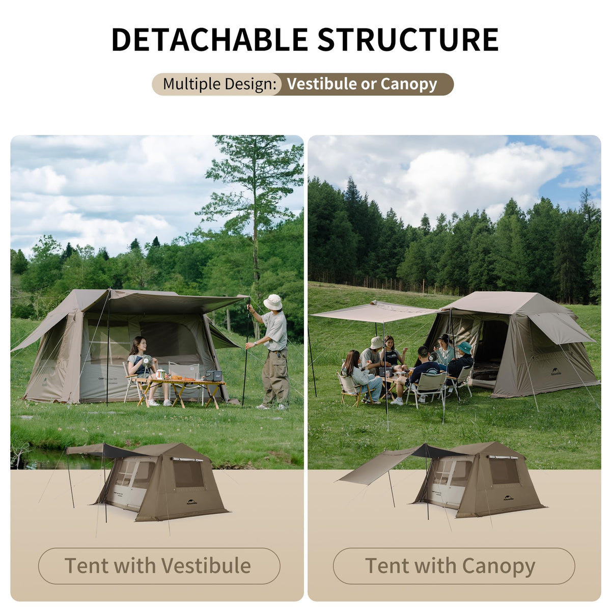 Naturehike Village Instant Tent, 4 Person 8 Person Camping Tent with Full Rainfly, Waterproof Large Cabin Tents for Car Camping