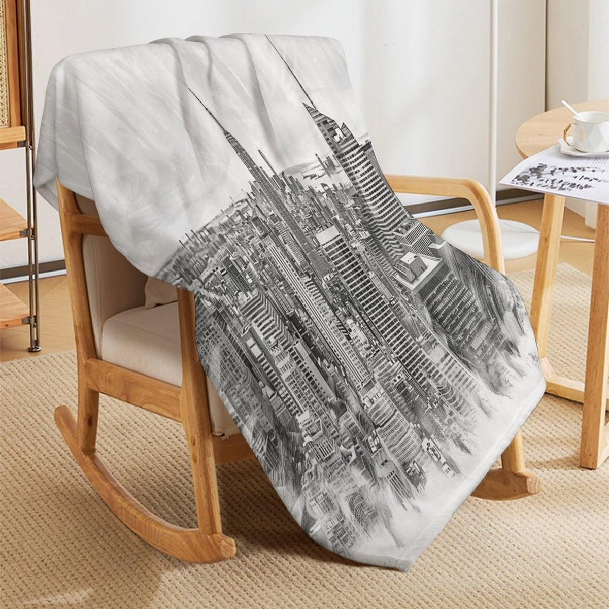 City Throw Blanket,New York Skyscraper Pattern Soft Cozy Warm Flannel Blankets for Sofa Couch Bed Gifts for Lover Kids Boys Grils Women Adults 30x40 Inch