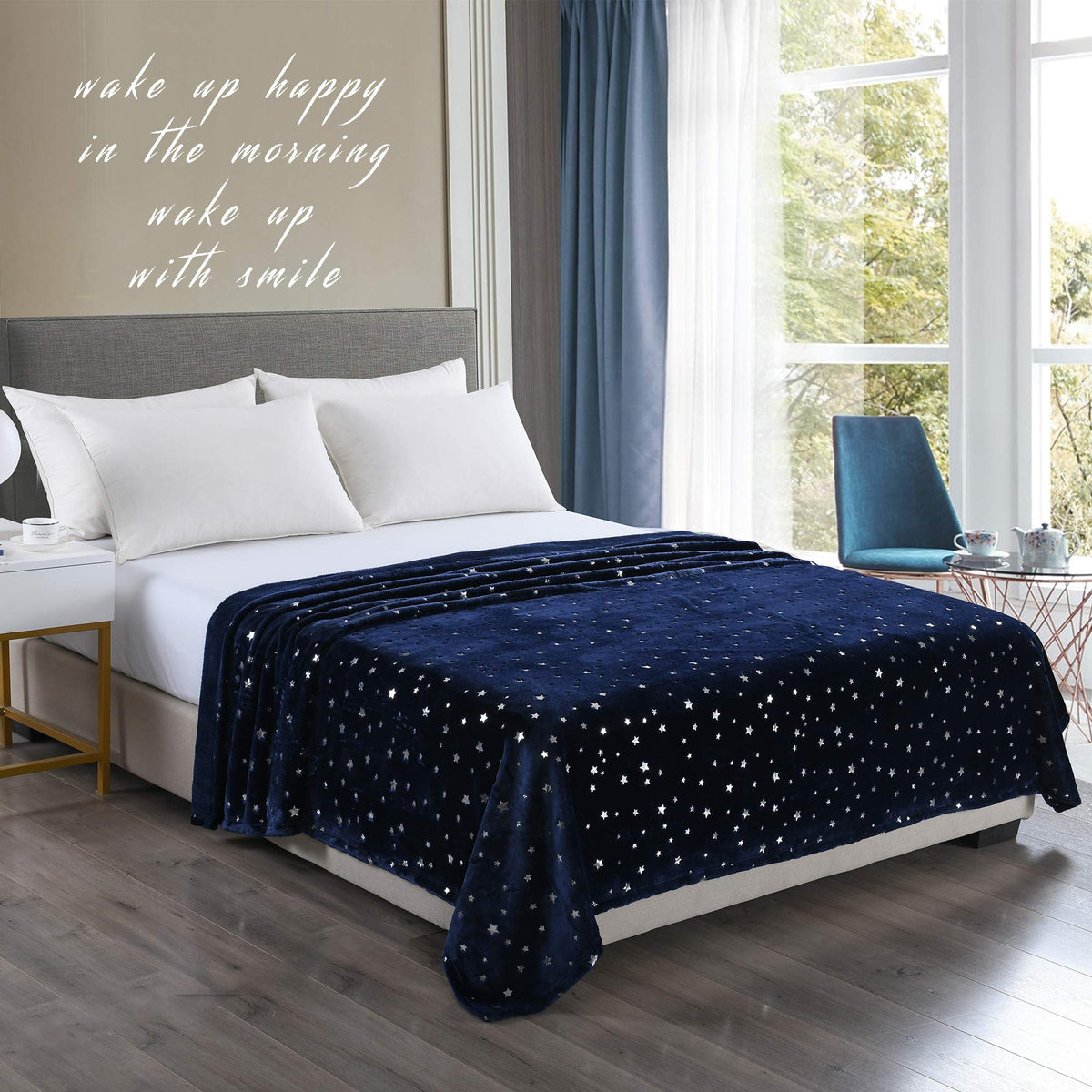 NANPIPER Throw Blanket, Ultra Soft Thick Microplush Bed Blanket, All Season Premium Fluffy Microfiber Fleece Throw for Sofa Couch (Twin Size 65"x80", Navy Blue)