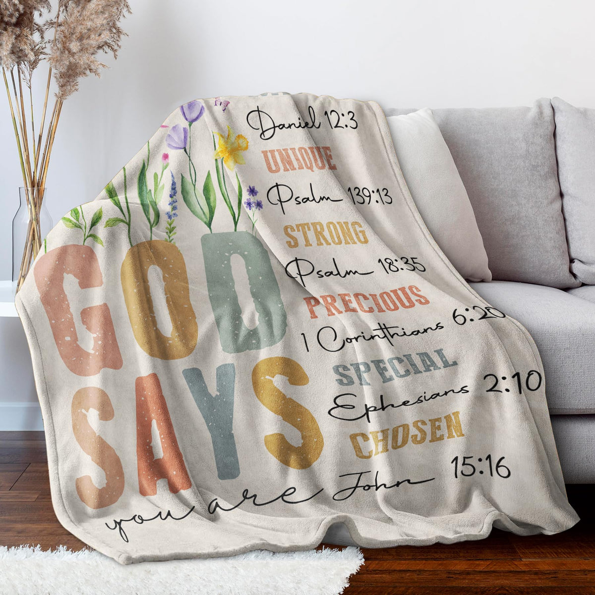 SteadStyle Christian Gifts for Women Birthday - Inspirational Floral Throw, Religious Birthday Gift for Women, Christian Blanket for Mom Sister Friend Girl, Baptism Confirmation Spiritual Gift for Her