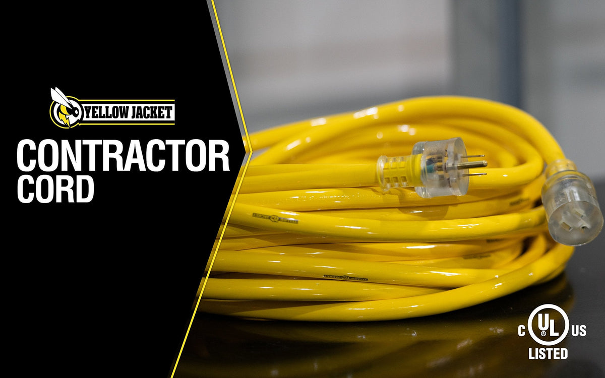 Southwire Heavy Duty Extension Cord - Outdoor Power Cable with Lighted End for Safety - Waterproof - High Visibility Yellow Jacket - 10/3 SJTW Extension - 50-Foot