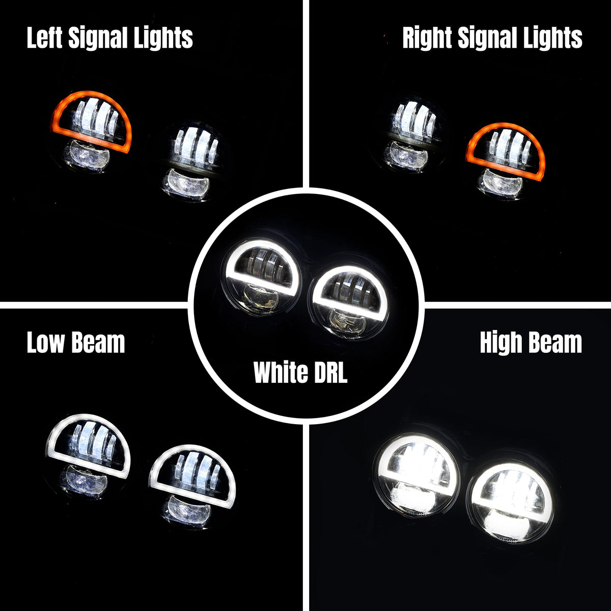 VEISUTOR Dual LED Headlight for Fat Bob，Upgraded LED Headlamp Front Light Kit with High Low Beam Turn Signal Lights and Halo Ring DRL for Harley Dyna Fat Bob 2008-2019 Accessories