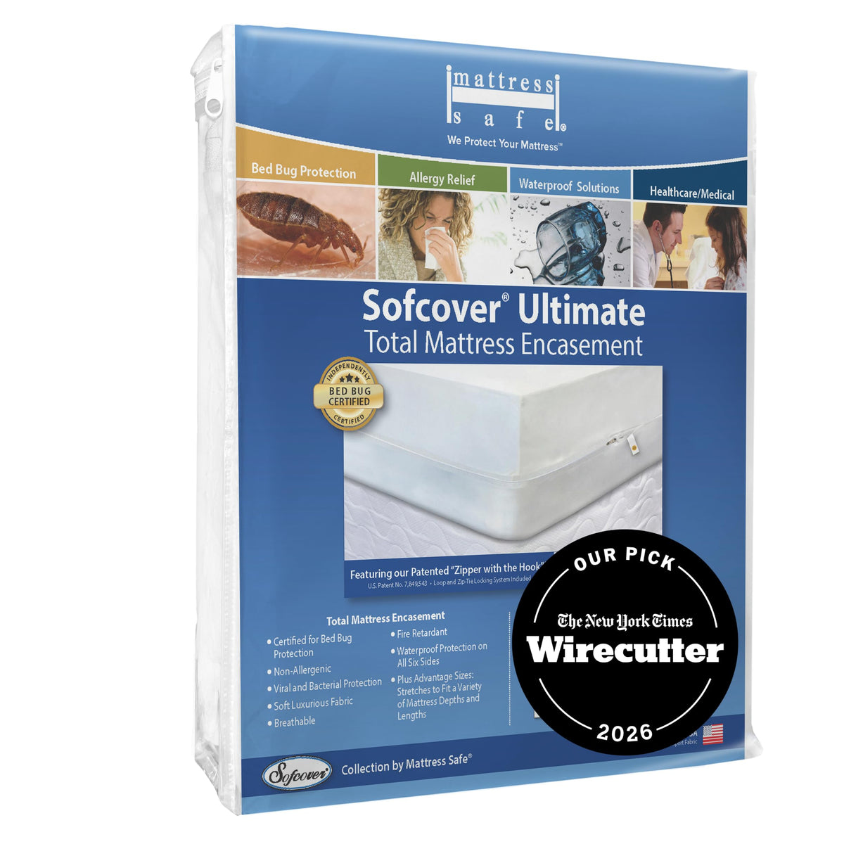 Mattress Safe® Sofcover® Ultimate Mattress Encasement- King, Fits 76x80 and 9-15"(D), Waterproof, Hypoallergenic, Certified Bed Bug Protection, Breathable, Protective Barrier from Stains