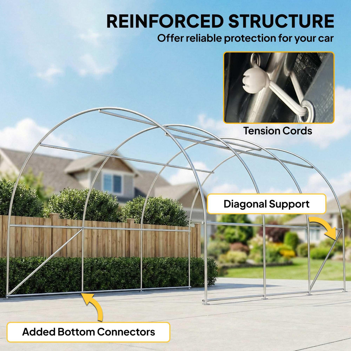 Outsunny 10' x 16' Carport, Heavy Duty Portable Garage Storage Tent with Large Zippered Door, Anti-UV PE Canopy Cover for Car, Truck, Boat, Motorcycle, Bike, Garden Tools, Outdoor Work, Beige