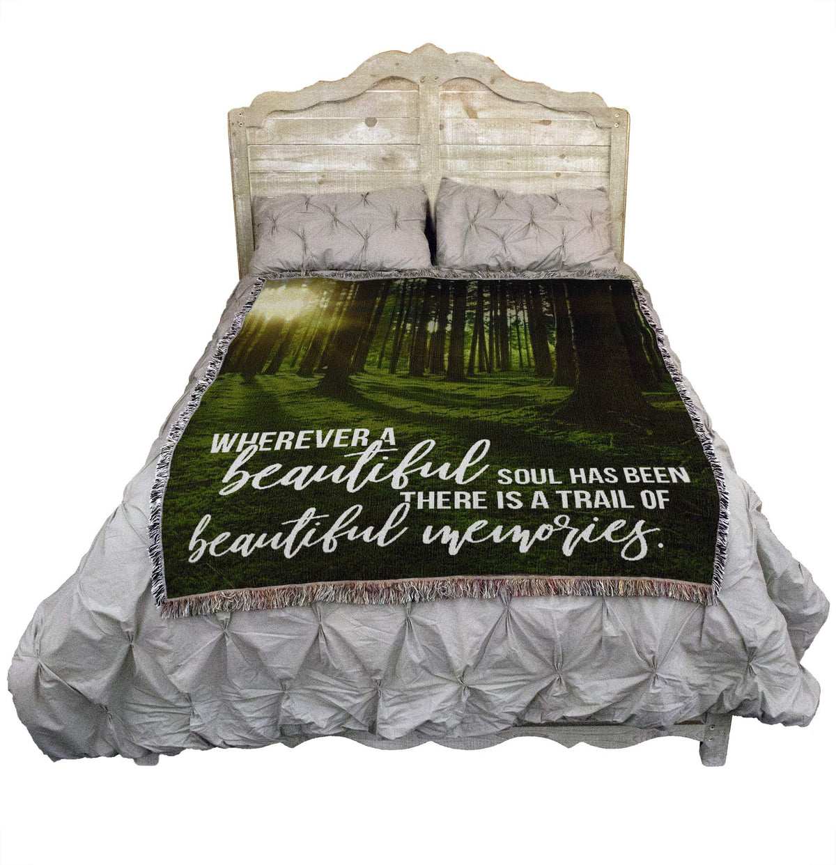 Pure Country Weavers Wherever A Beautiful Soul Has Been There is A Trail of Beautiful Memories Blanket - Sympathy Bereavement Gift Tapestry Throw Woven from Cotton - Made in the USA (72x54)