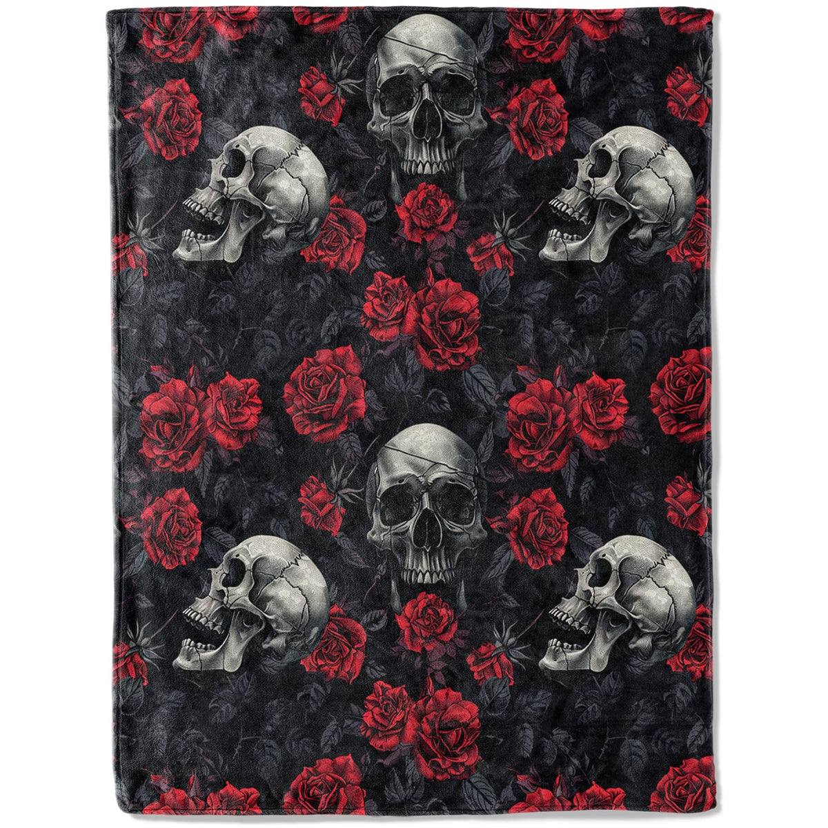 ainori Gothic Skull Rose Throw Blanket 50x60 in, Romantic Elegant Pattern Blankets for Couch Bedroom Halloween Indoor Decor, Lightweight Soft Cozy Bedding Birthday Gift for Kids Boys Adults
